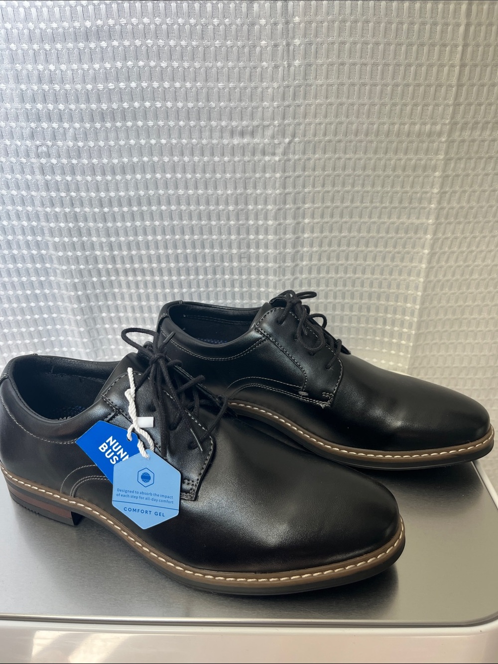 Nunn Bush Carmelo Black Plain Toe Oxford Men's 8M Dress Shoes NWT Comfort Gel